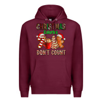 Burgundy christmas calories dont count with  christmas tree cake and cookies ad Premium Hoodie - AdoDesignShop