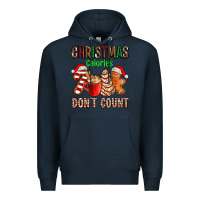 Navy christmas calories dont count with  christmas tree cake and cookies ad Premium Hoodie - AdoDesignShop