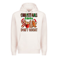 Pale Pink christmas calories dont count with  christmas tree cake and cookies ad Premium Hoodie - AdoDesignShop