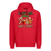 Red christmas calories dont count with  christmas tree cake and cookies ad Premium Hoodie - AdoDesignShop