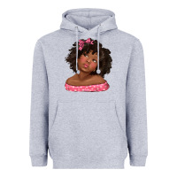 Heather Grey afro black girlchild kiss with bow Heavyweight Hoodie - texasbilliewilder