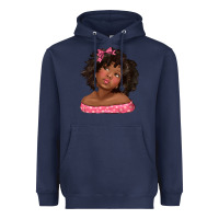 Navy afro black girlchild kiss with bow Heavyweight Hoodie - texasbilliewilder