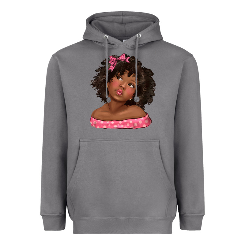 Afro Black Girlchild Kiss With Bow Heavyweight Hoodie by texasbilliewilder | Teevron