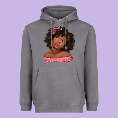 Heavyweight Hoodie afro black girlchild kiss with bow