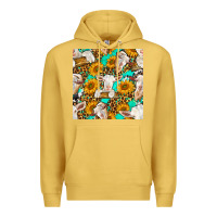 Antique Gold sunflowers and goat western seamless pattern Premium Hoodie - BundleAndBundleShop