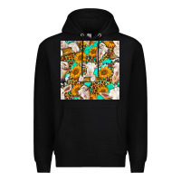 Black sunflowers and goat western seamless pattern Premium Hoodie - BundleAndBundleShop