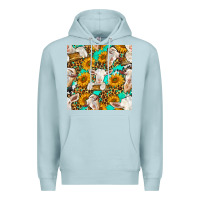 Blue Mist sunflowers and goat western seamless pattern Premium Hoodie - BundleAndBundleShop