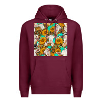 Burgundy sunflowers and goat western seamless pattern Premium Hoodie - BundleAndBundleShop