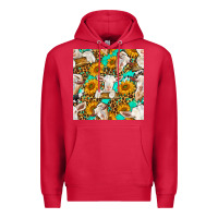 Cardinal sunflowers and goat western seamless pattern Premium Hoodie - BundleAndBundleShop