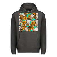 Charcoal Heather sunflowers and goat western seamless pattern Premium Hoodie - BundleAndBundleShop