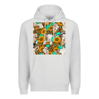 Dove Grey sunflowers and goat western seamless pattern Premium Hoodie - BundleAndBundleShop