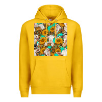 Lemon sunflowers and goat western seamless pattern Premium Hoodie - BundleAndBundleShop