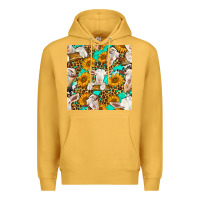 Mustard sunflowers and goat western seamless pattern Premium Hoodie - BundleAndBundleShop