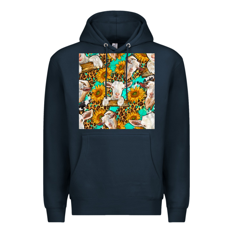 Sunflowers And Goat Western Seamless Pattern Premium Hoodie by BundleAndBundleShop | Teevron