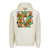 Oatmeal Heather sunflowers and goat western seamless pattern Premium Hoodie - BundleAndBundleShop