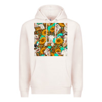 Pale Pink sunflowers and goat western seamless pattern Premium Hoodie - BundleAndBundleShop