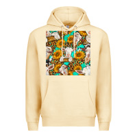 Pina Colada sunflowers and goat western seamless pattern Premium Hoodie - BundleAndBundleShop