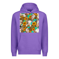 Purple sunflowers and goat western seamless pattern Premium Hoodie - BundleAndBundleShop
