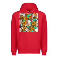 Red sunflowers and goat western seamless pattern Premium Hoodie - BundleAndBundleShop