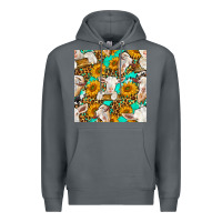 Rock sunflowers and goat western seamless pattern Premium Hoodie - BundleAndBundleShop