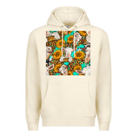 Sandshell sunflowers and goat western seamless pattern Premium Hoodie - BundleAndBundleShop