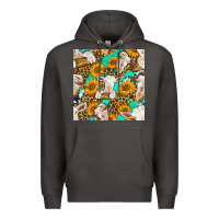 Smoke sunflowers and goat western seamless pattern Premium Hoodie - BundleAndBundleShop