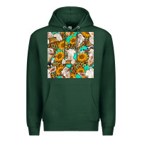 Sports Green sunflowers and goat western seamless pattern Premium Hoodie - BundleAndBundleShop