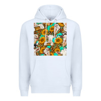 White sunflowers and goat western seamless pattern Premium Hoodie - BundleAndBundleShop