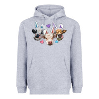 Heather Grey Easter Cows With Bunny Ears Heavyweight Hoodie - RanaPortraitStore