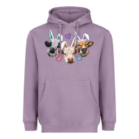 Lavender Easter Cows With Bunny Ears Heavyweight Hoodie - RanaPortraitStore