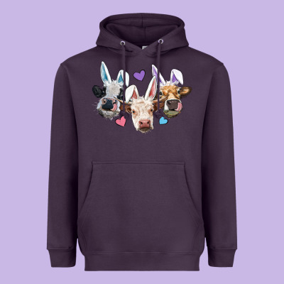 Heavyweight Hoodie Easter Cows With Bunny Ears