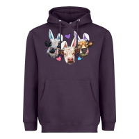 Plum Easter Cows With Bunny Ears Heavyweight Hoodie - RanaPortraitStore
