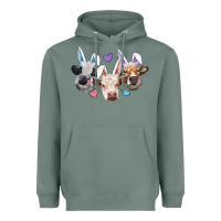 Sage Easter Cows With Bunny Ears Heavyweight Hoodie - RanaPortraitStore