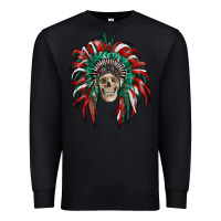 Black mexican flag indian headdress with  skull Premium Sweatshirt - RanaPortraitStore