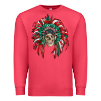 Cardinal mexican flag indian headdress with  skull Premium Sweatshirt - RanaPortraitStore