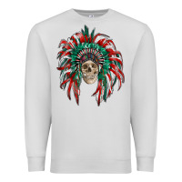 Dove Grey mexican flag indian headdress with  skull Premium Sweatshirt - RanaPortraitStore