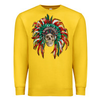 Lemon mexican flag indian headdress with  skull Premium Sweatshirt - RanaPortraitStore