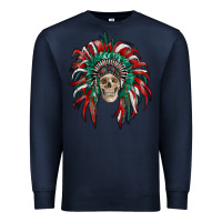 Navy mexican flag indian headdress with  skull Premium Sweatshirt - RanaPortraitStore