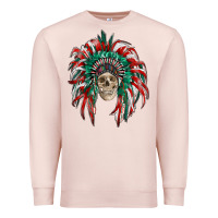 Pale Pink mexican flag indian headdress with  skull Premium Sweatshirt - RanaPortraitStore