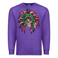 Purple mexican flag indian headdress with  skull Premium Sweatshirt - RanaPortraitStore