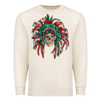 Sandshell mexican flag indian headdress with  skull Premium Sweatshirt - RanaPortraitStore