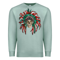 Seafoam mexican flag indian headdress with  skull Premium Sweatshirt - RanaPortraitStore