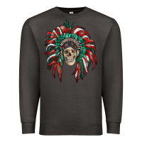 Smoke mexican flag indian headdress with  skull Premium Sweatshirt - RanaPortraitStore