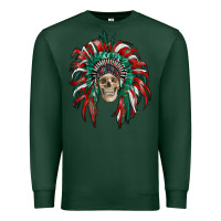 Sports Green mexican flag indian headdress with  skull Premium Sweatshirt - RanaPortraitStore