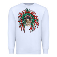 White mexican flag indian headdress with  skull Premium Sweatshirt - RanaPortraitStore