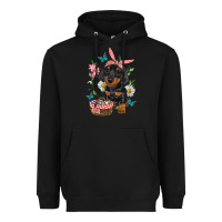 Black Easter Dachshund Heavyweight Hoodie - RanaPortraitStore