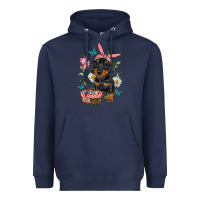 Navy Easter Dachshund Heavyweight Hoodie - RanaPortraitStore