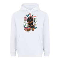 White Easter Dachshund Heavyweight Hoodie - RanaPortraitStore