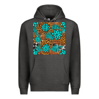 Charcoal Heather leopard gemstone seamless pattern Premium Hoodie - BundleAndBundleShop