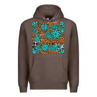 Coffee leopard gemstone seamless pattern Premium Hoodie - BundleAndBundleShop